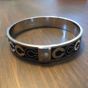 Coach Silver & Black Monogram Bangle Bracelet